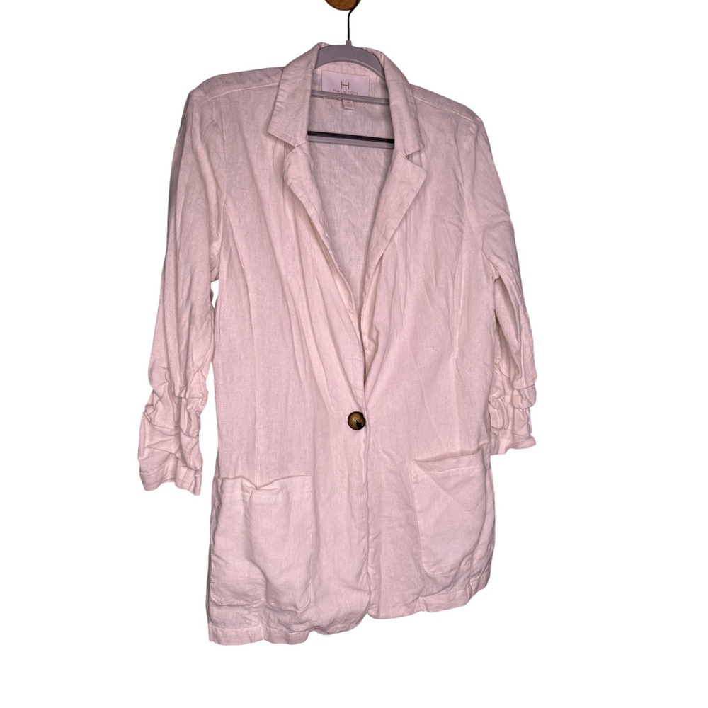 H by Halston white linen one botton closure cardigan sweater‎ jacket